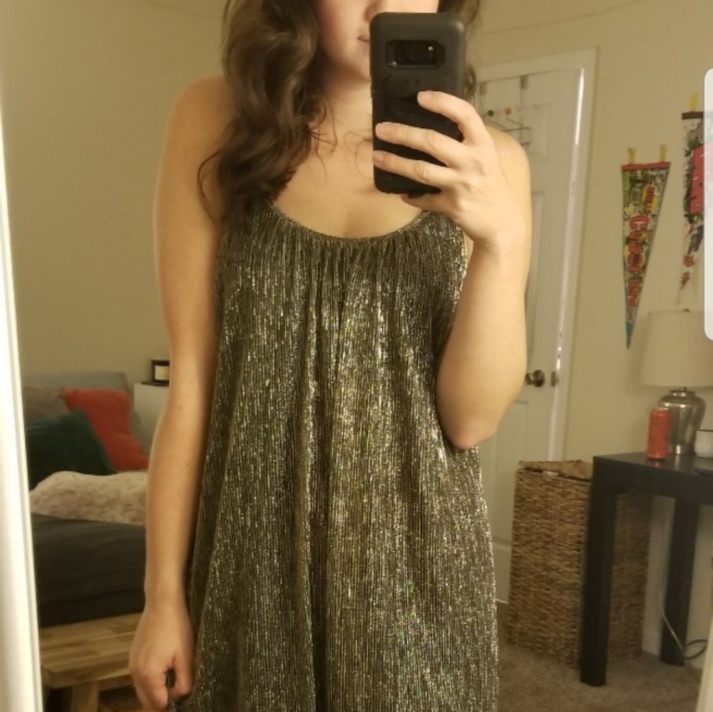 Gold Shimmer Shift Dress